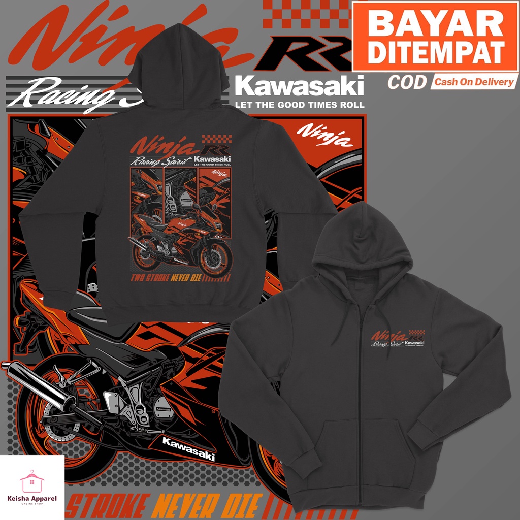 JAKET ZIPPER KAWASAKI NINJA RR RED EDITION JAKET NINJA RR PRIA WANITA