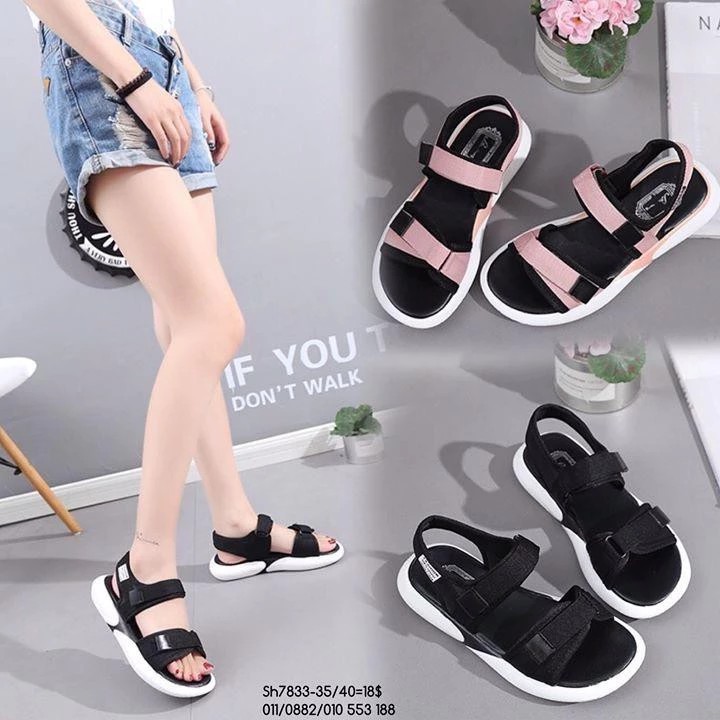Sandal Tali Gunung VICTOR wanita flat empuk murah terbaru ori fashion - Hitam, 37