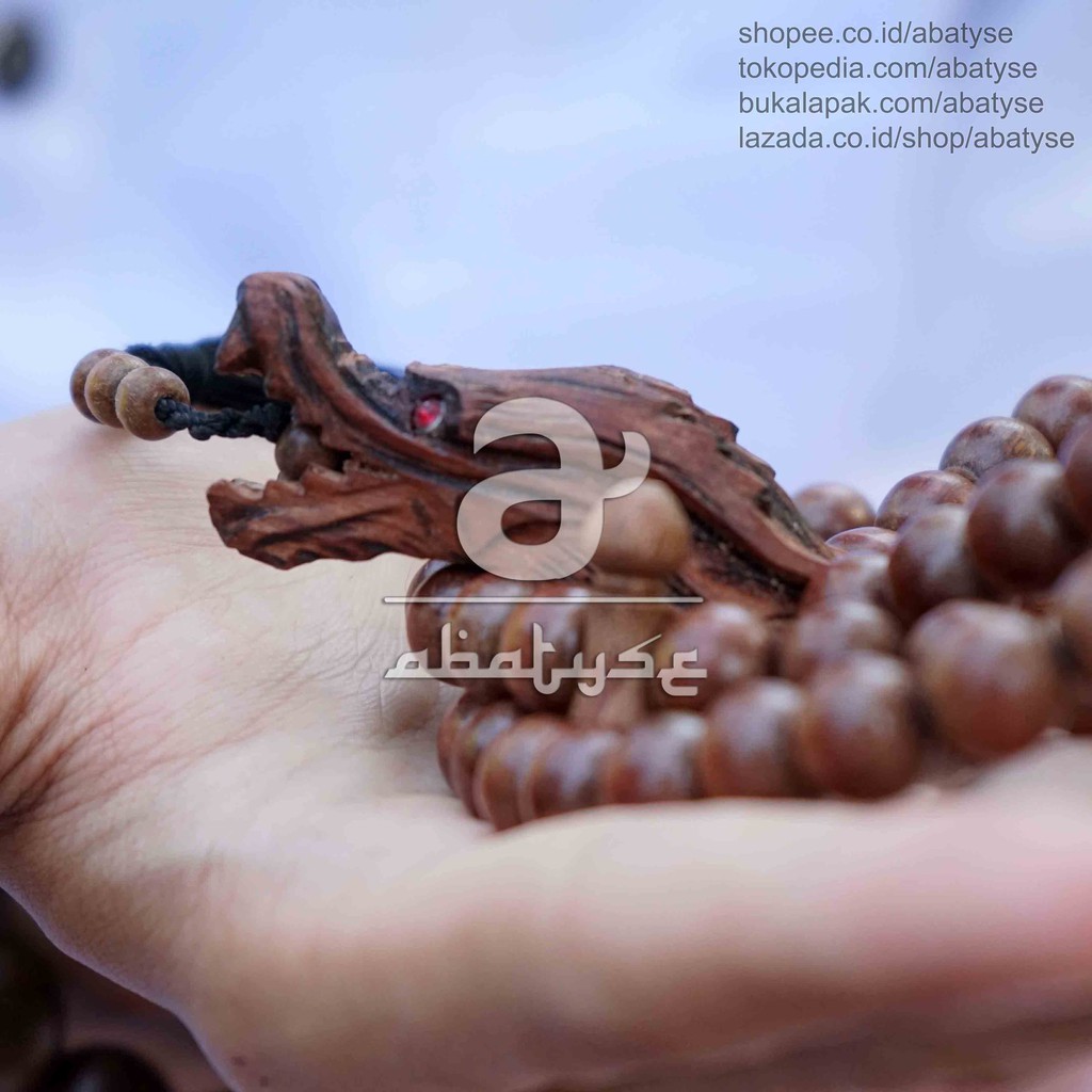 Tasbih Tasbeh Kayu Nagasari Nagosari Ukiran Naga 99 Butir - Tesbeh Kayu Naga Sari Merah