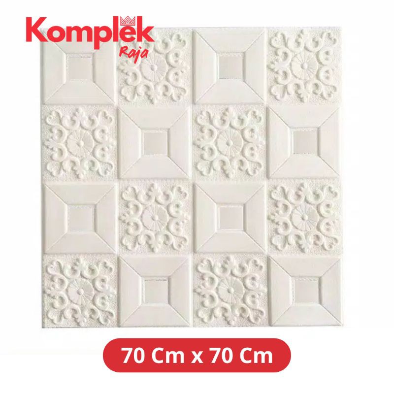 Wallpaper Dinding 3D Foam Batik Emboss Peredam Wallpaper Tebal-Batik Putih Polos