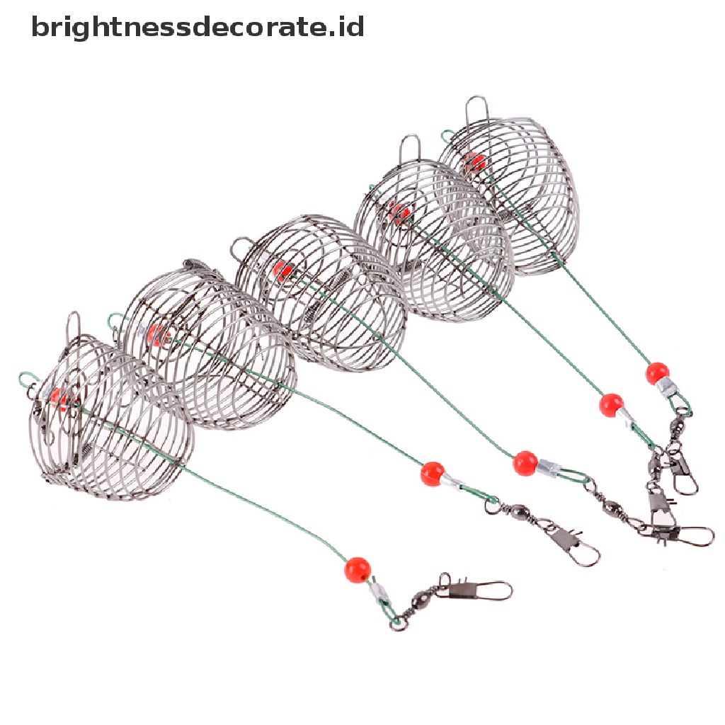 [birth] 5PCs Wire Fishing Lure Cage Fish Bait Cage Fishing Trap Basket Feeder Holder [ID]