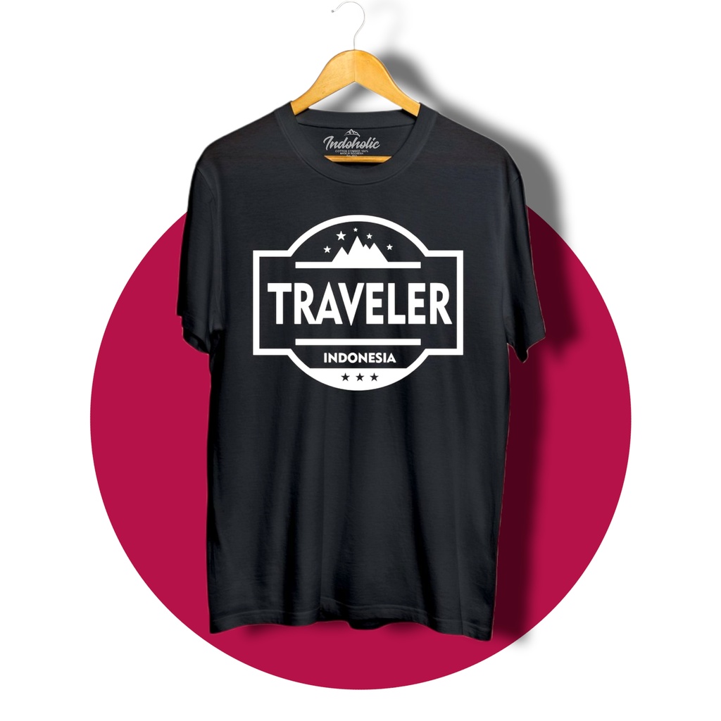 Indoholic Atasan Baju Pakaian Pria Cowok wanita Kaos Distro Murah terbaru Combed 100% Original Traveler Indonesia