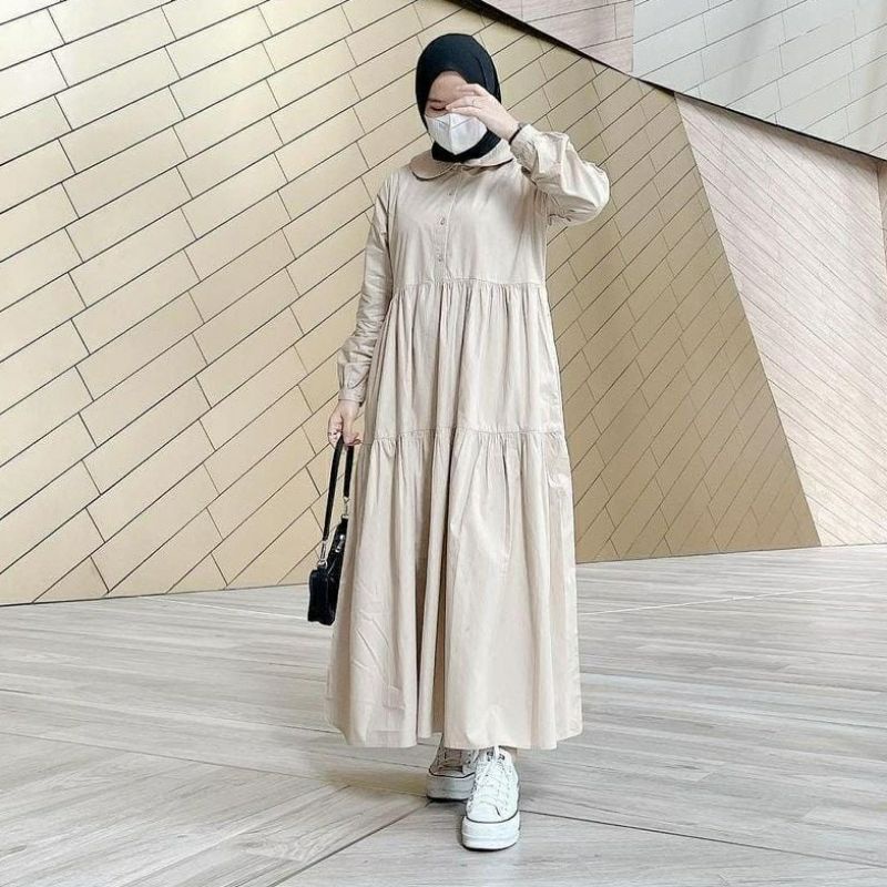 VS - Gamis Maxi Monila Muslim Wanita | Gamis Muslim Kancing Busui