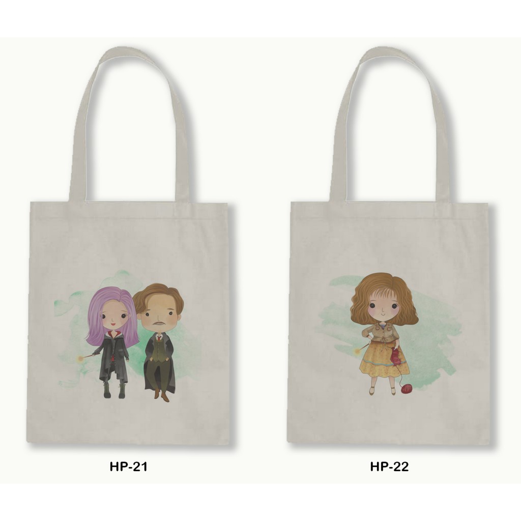 Tas Tote Bag Resleting Kanvas/Blacu  - Harry Potter Series.12