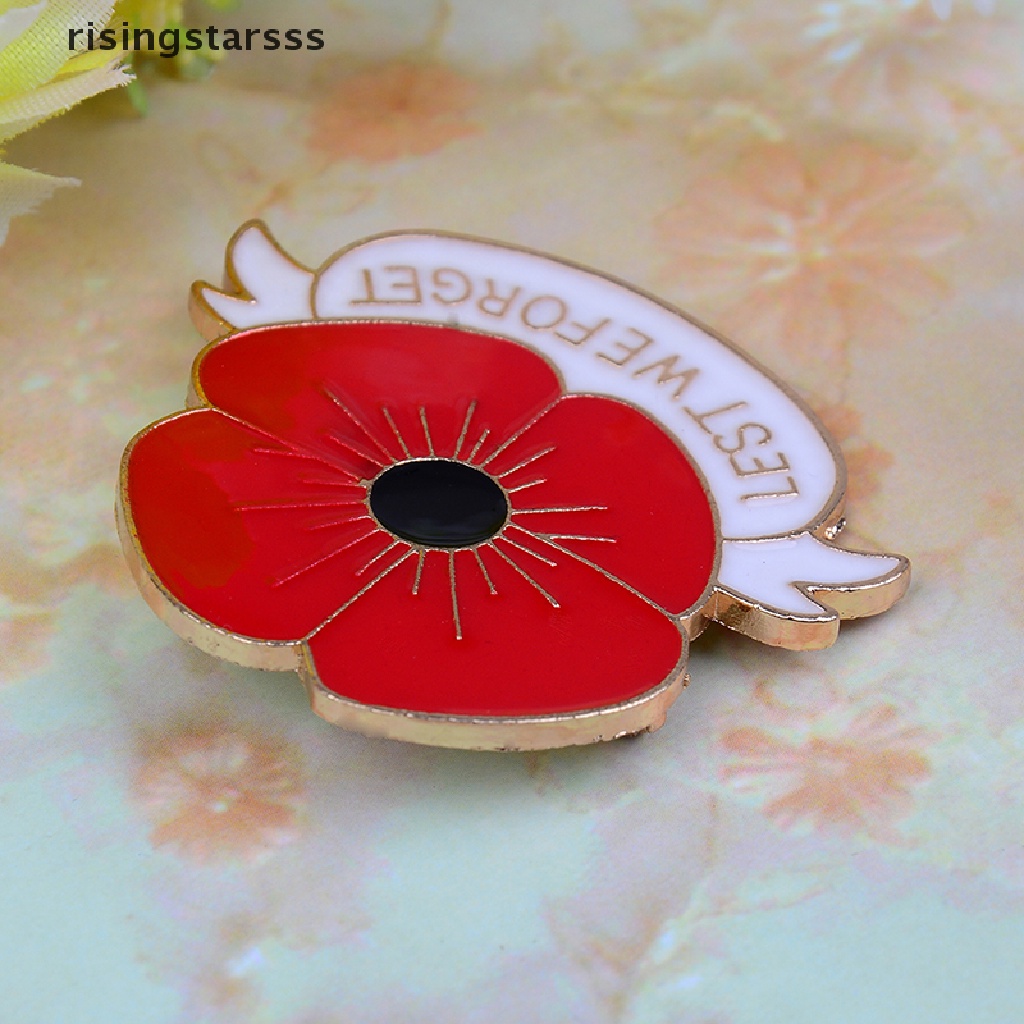 Bros pin Enamel Bentuk Bunga poppy Warna Merah Untuk Hadiah