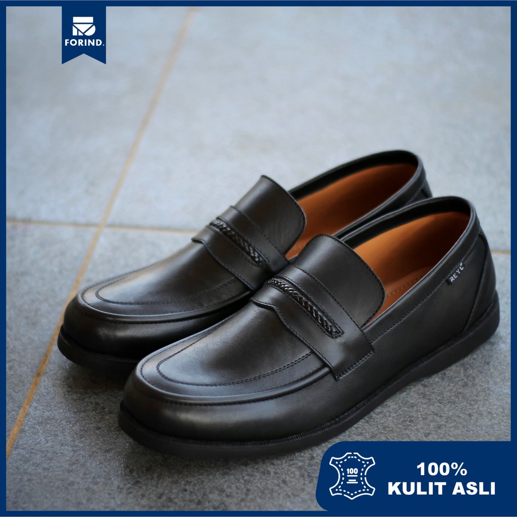 Falsetto Black | Sepatu Loafers Penny Klasik Vintage Klasik Ori Loafer Slip Footwear | FORIND x Reyl