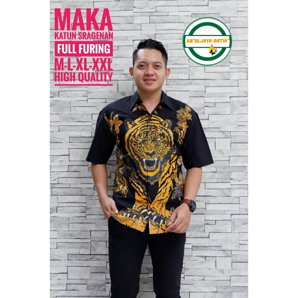 MAKA ALJAYA MACAN HARIMAU SUMATRA KEMEJA BAJU BATIK PRIA SOLO LENGAN PENDEK FULL FURING TNI POLISI SEKAR WESI PRIYAYI EMAS PARANG BUDOYO MERAK PUTIH KUNCORO DIGDOYO KEMBANG SAJEN GALING PURWO BINTANG DELING SEBELANGA NAVY PRABU UTOMO TUMURUN EMAS BAUREKSO