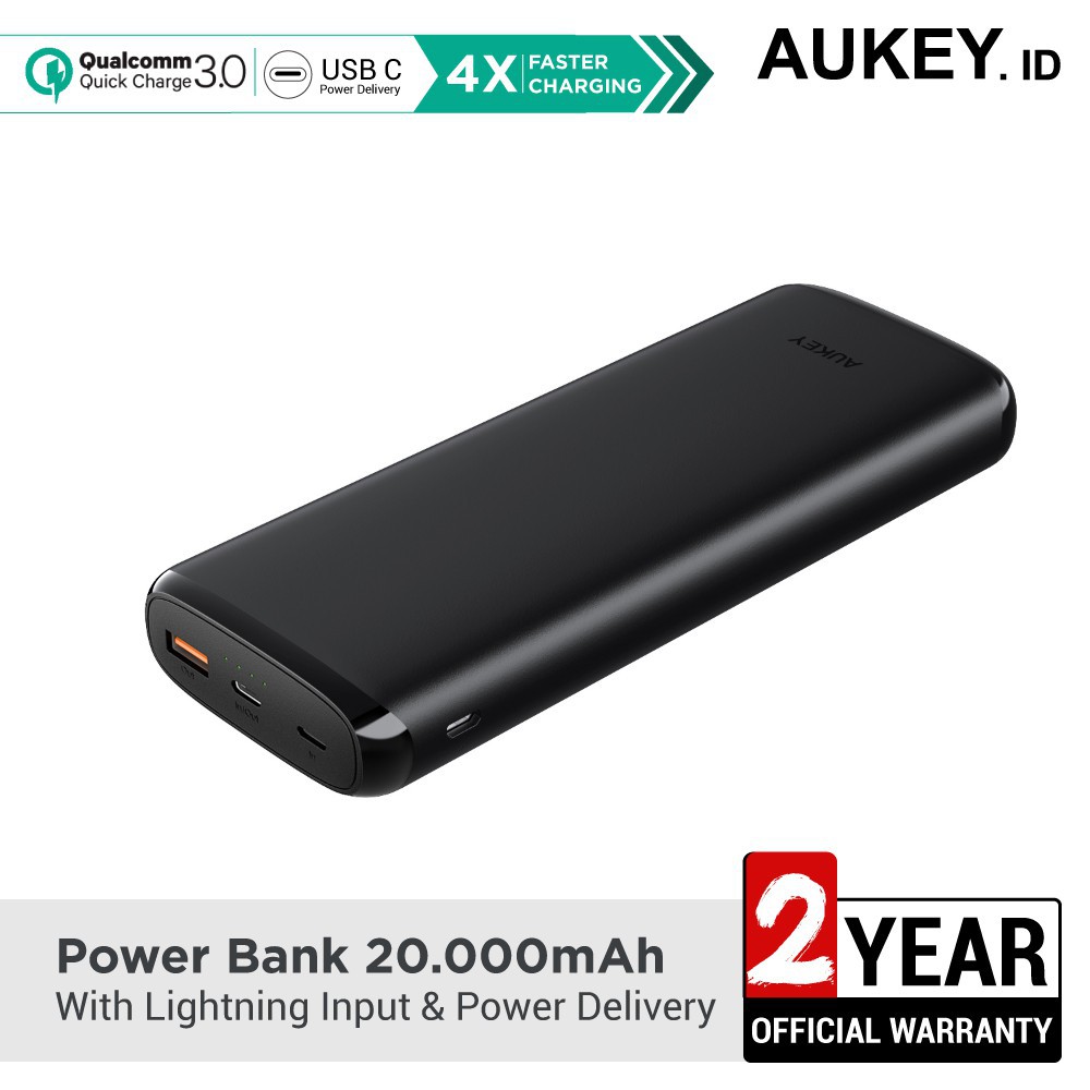 Jual Aukey Powerbank 20000mAh With lightning input dan PD - 500436 | Shopee  Indonesia