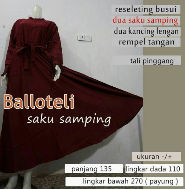Gamis terbaru balotelli tangan rempel / gamis busui / gamis baloteli lengan panjang dan kancing