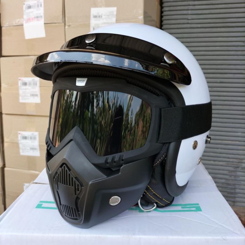 (Bisa COD) HELM BOGO DEWASA FUL LEHER GOGGLE MASK SNI