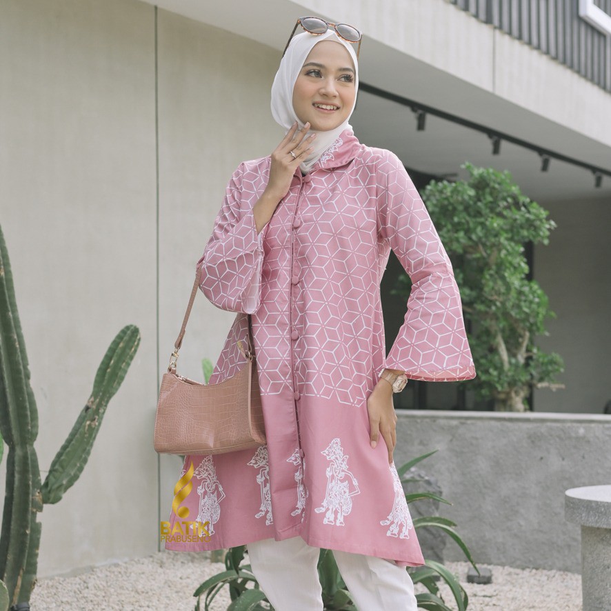 Tunik Motif Kirana Batik Prabuseno - Baju Atasan Tunik Batik Wanita Lengan Panjang