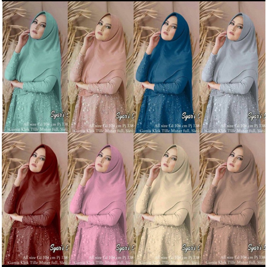 Gamis Syari Muslimah Gaun Kondangan Pesta Free Hijab Gamis Ainun
