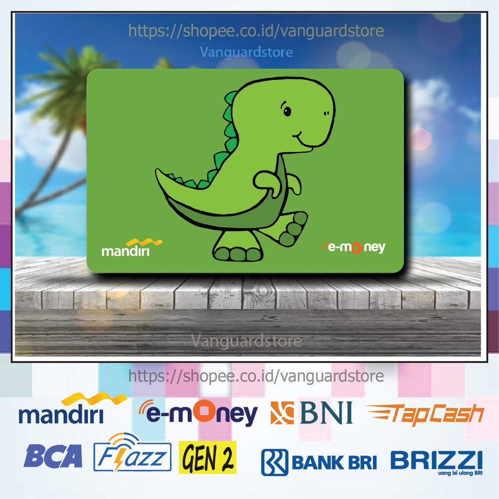 KARTU E MONEY E TOLL DINOSAURUS LUCU ANIME 3 EMONEY MANDIRI FLAZZ BCA BNI TAPCASH BRIZZI BRI