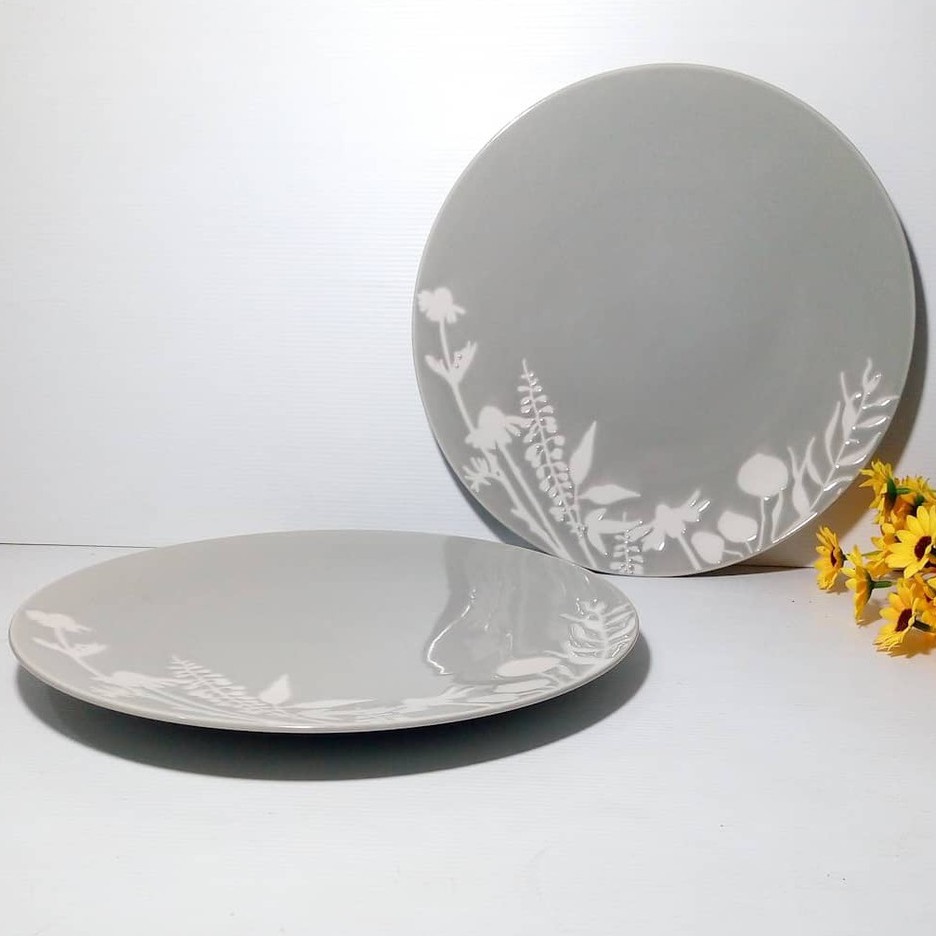 00385 Piring Makan Keramik Motif Daun / Piring Keramik / Piring Hias Keramik / Piring Makan Keramik