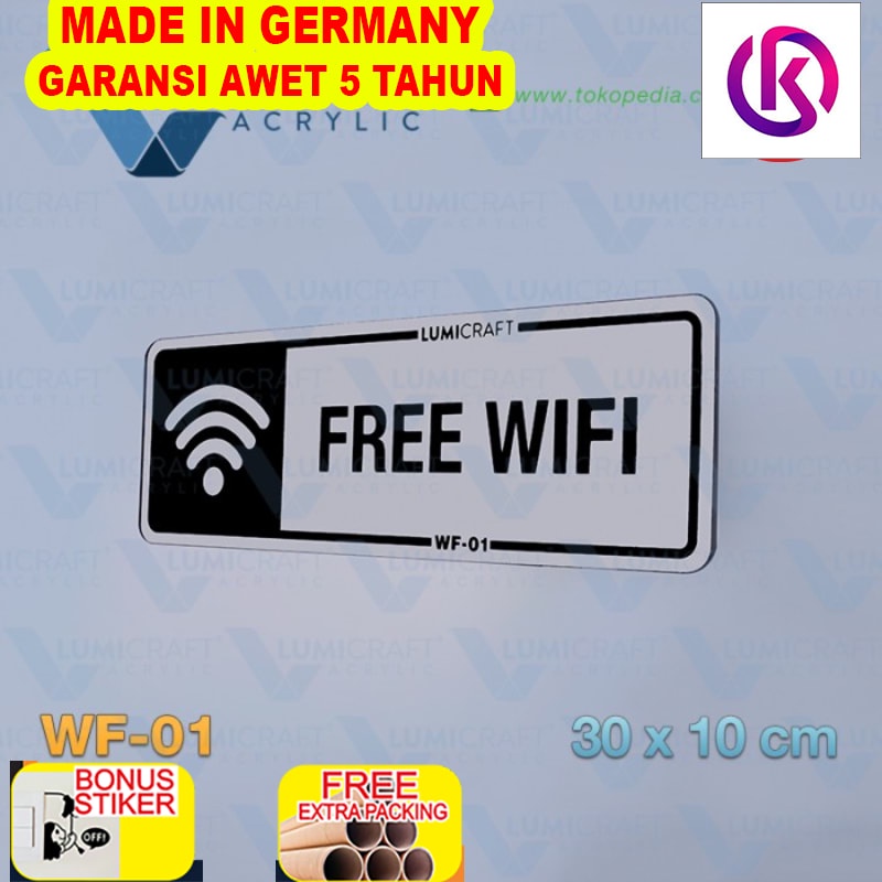 

Promo Sign Lambang "Free Wifi" Akrilik / Acrylic Silver 30 x 10 cm | WF-01