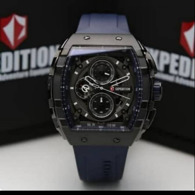Jam tangan expedition e6782 black blue pria original