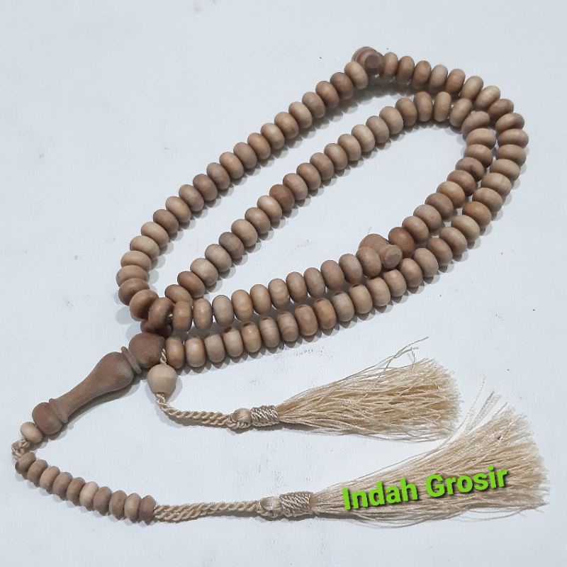 TASBIH KAYU CENDANA WANGI MODEL GEPENG 9MM 99BUTIR DI JAMIN 100%  ASLI NATURAL