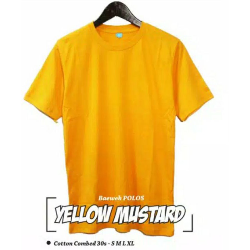 Kaos Polos Pria Wanita Kuning Kunyit/ Mustard Cotton Combed 30s