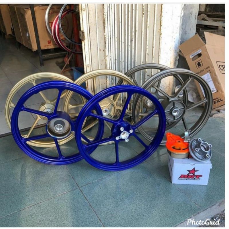 VELG BRT CHEMCO GOLD SILVER BLUE set ban SK01 90 80 pnp CB GL MP TIGER  RX KING MX KING VEGA JUPITER