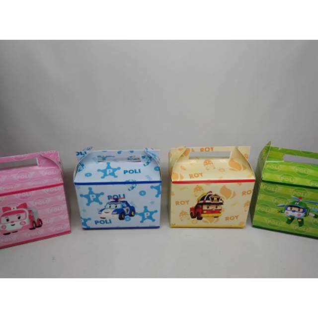 Snack box / kotak snack ulang tahun custom karakter robocar poli hompimpa party