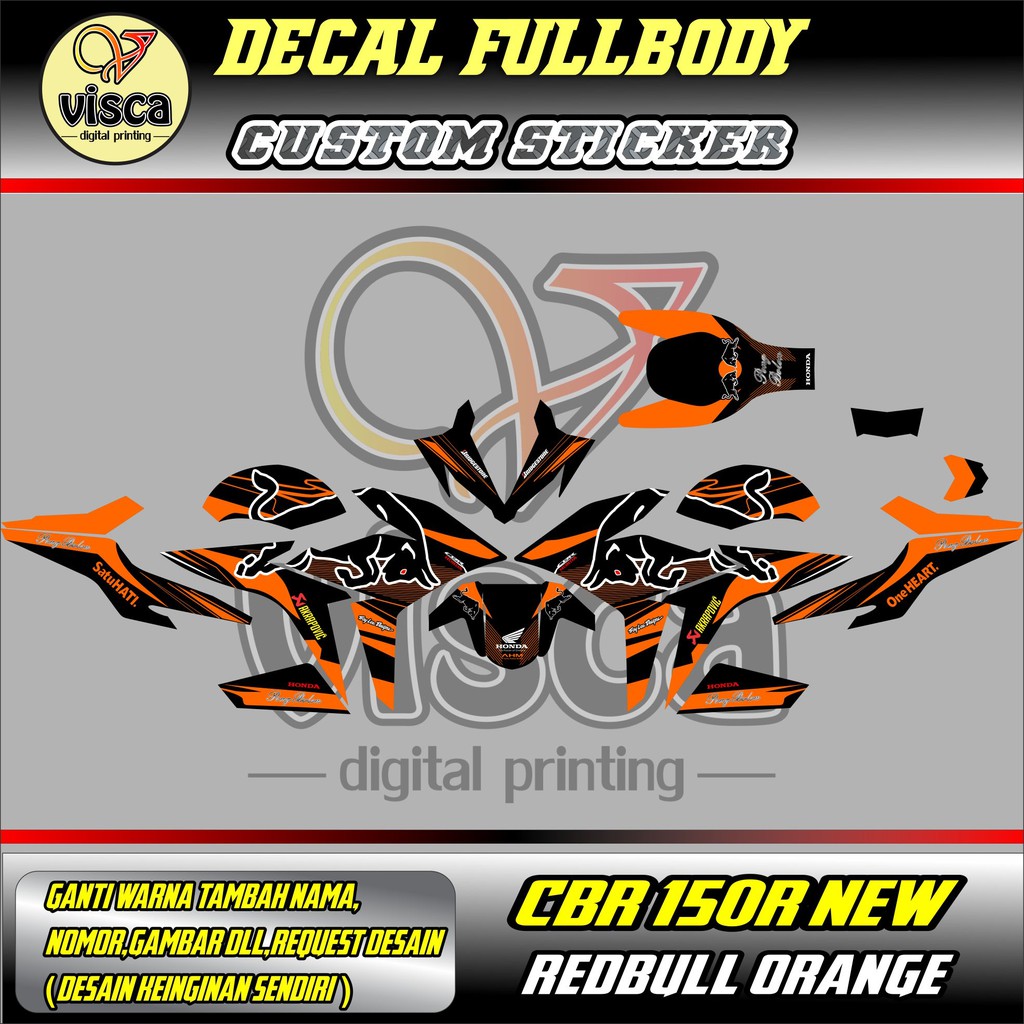 Stiker Decal Striping Full Body Cbr 150r New Redbull Orange Shopee Indonesia