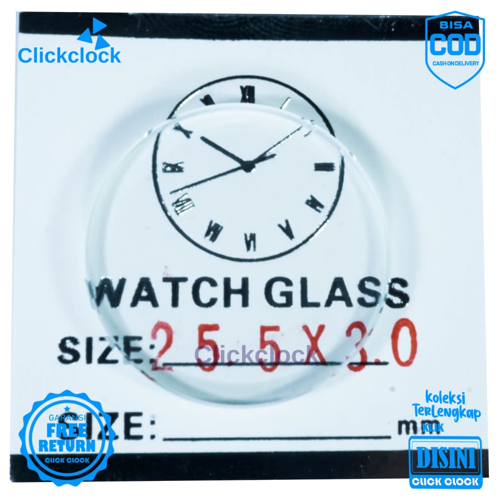 Kaca Jam Kaca Bahan Watch Glass PNC-255 Murah 2,55 cm