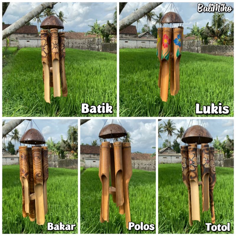 Lonceng Angin Bambu Batok 40 Cm Lonceng Angin Genta Angin Bambu Lonceng Bambu Gantungan Bambu