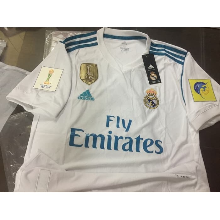 Jersey Baju Kaos Madrid Home 17/18 Grade Ori Full Patch UAE Futsal