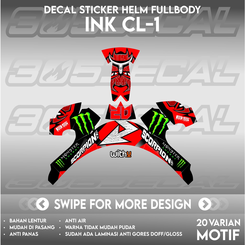 Sticker Decal Helm INK CL1 | DECAL HELM | DECAL HELM FULL BODY INK