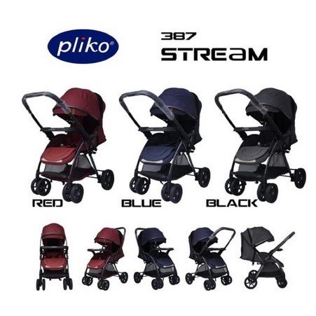 STROLLER PLIKO 387 STREAM KERETA DORONG BAYI LIPAT DENGAN SATU TANGAN