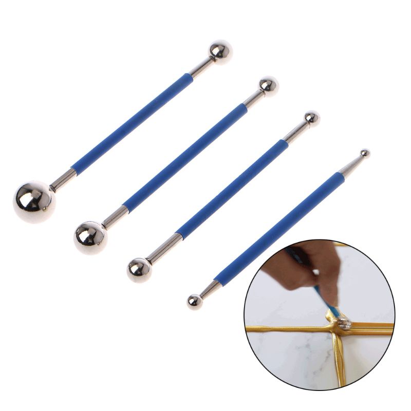 Mary 4PCS / SET Stik Bola Tekan Bahan Stainless Steel Untuk Perbaikan Ubin / Lantai Porselen