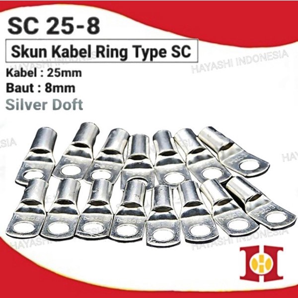 Kabel Skun Doff Ring SC 25-8 CL Sekun 25mm M8 Cable Terminal Tembaga - 10pcs