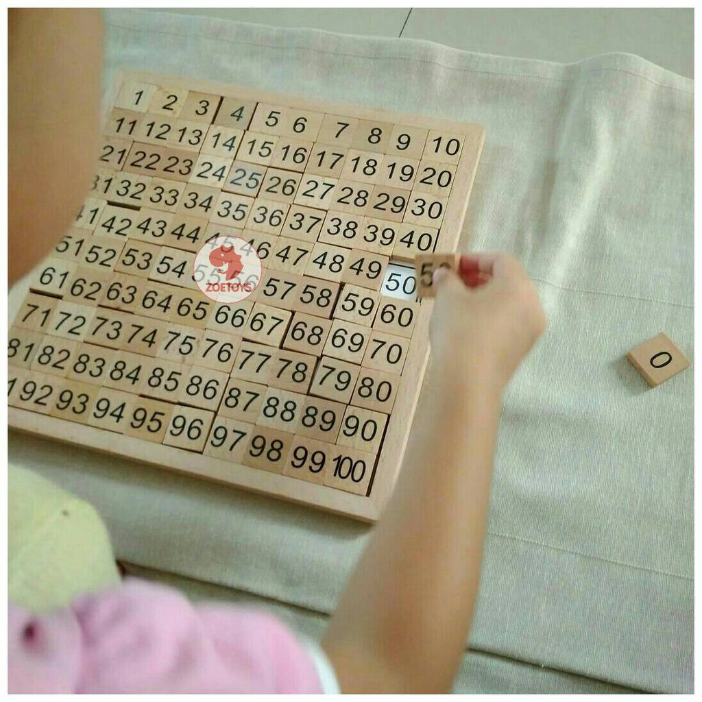 Zoetoys Montessori Math Wooden Hundred Board | Dual function Papan Kayu Montessori 1-100 - Apparatus Board multiplication table board papan belajar matematika penjumlahan pengurangan perkalian pembagian montessori | Mainan Edukasi Anak