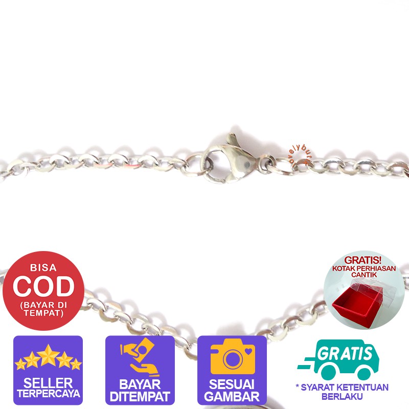 Lovelybutik Kalung Titanium Anti Karat Marsa kalung Wanita Titanium Panjang kalung 45 Cm BONUS KOTAK PERHIASAN