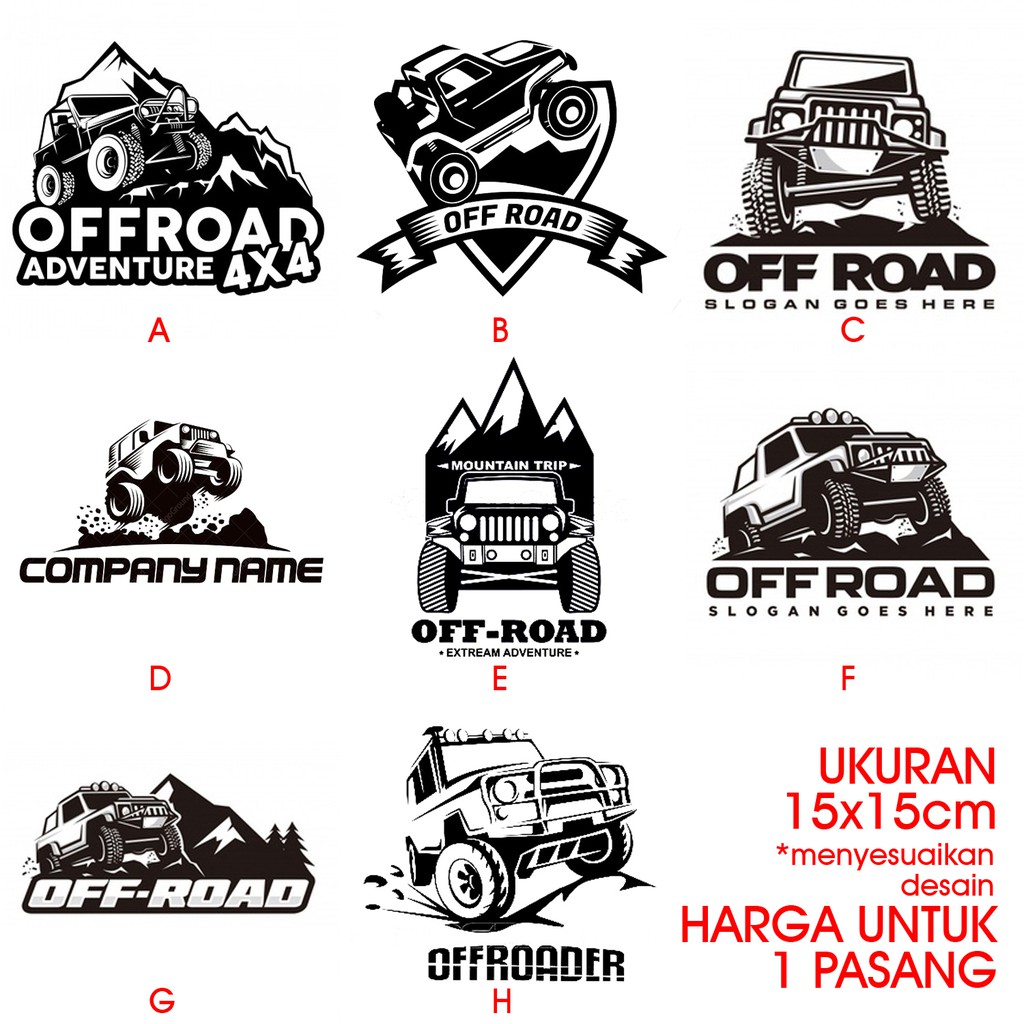 Stiker Mobil Off Road 4x4 Sticker Pilih Desain Sendiri Bisa Custom Tulisan Shopee Indonesia