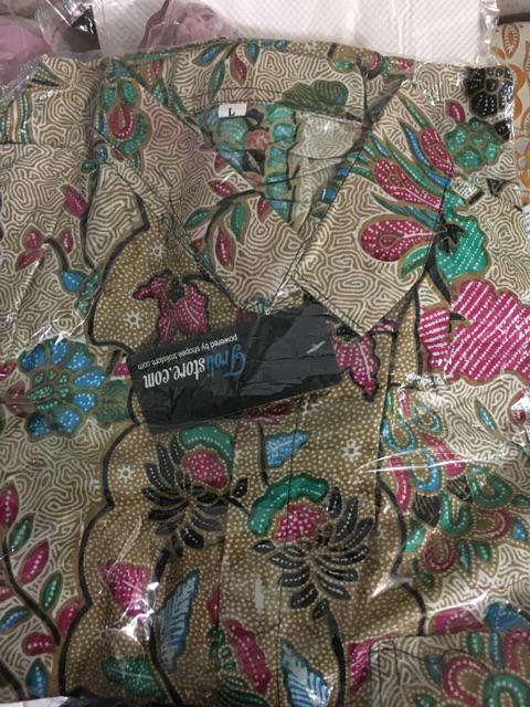 Trolistore Kemeja Batik Pria Cowok Lengan Pendek Motif Manuk Zebra Seragam Batik Murah Pekalongan