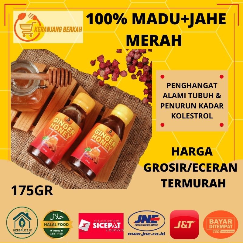 

Ginger Honey Madu 100% Asli Jahe Merah alami 175gr Multiflora Suplemen Low Sugar Rendah Gula Herbal