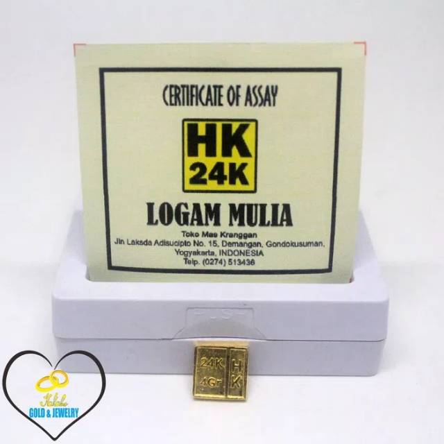 Emas Batangan HK 4 Gram Logam Mulia 24K Gold Bar Fine Gold 9999