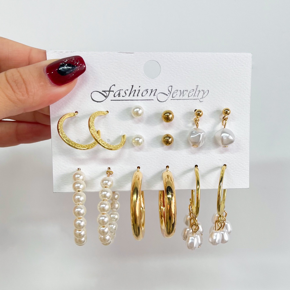 Butterfly set 6 Pasang Anting Mutiara Bentuk Kupu-Kupu Geometris Untuk Wanita