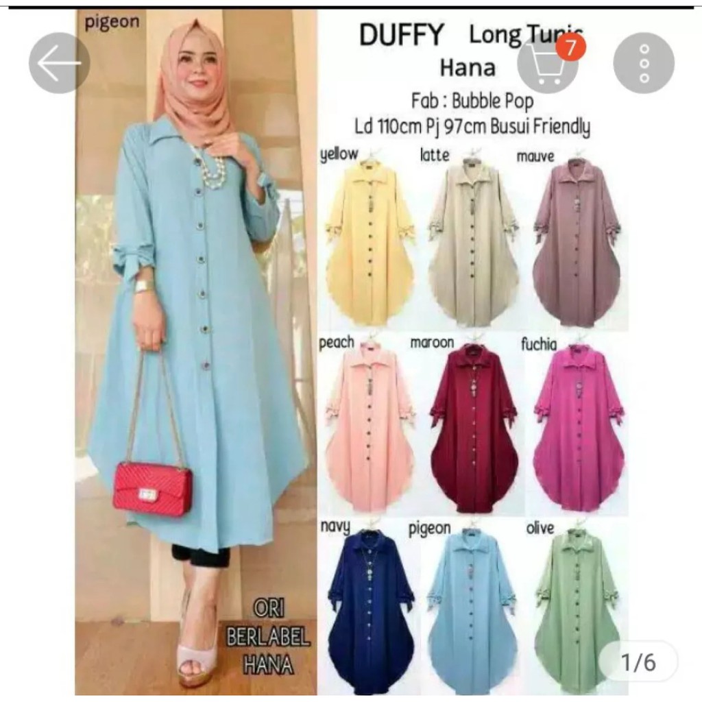 aliafashion18 - DUFFY LONG TUNIK / ATASAN WANITA / TUNIK WANITA / FASHION MUSLIM