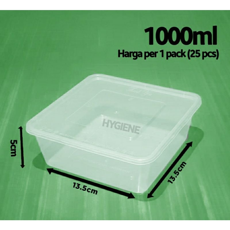 Kotak Makan Persegi 1000ml / Tinwall 1000ml