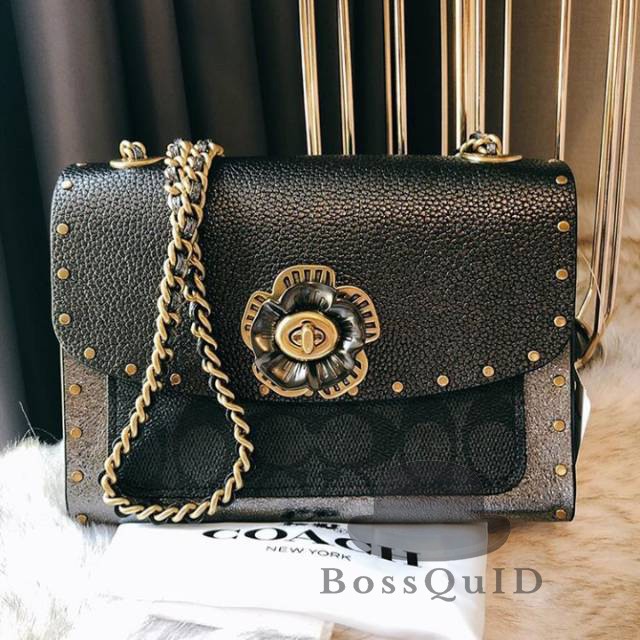 Coach Parker 18 Metalic Signature Black Rivets