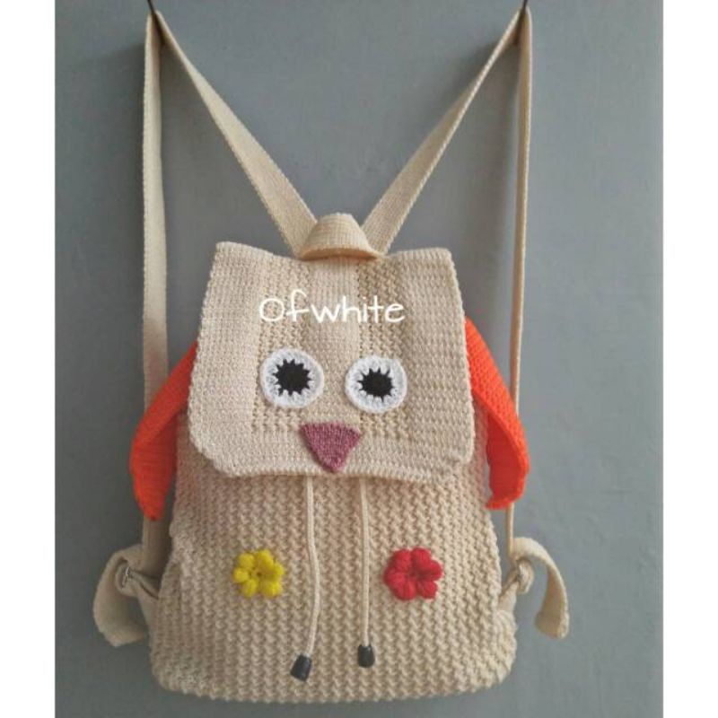 RANSEL RAJUT TEBAL MOTIF OWL/BURUNG HANTU