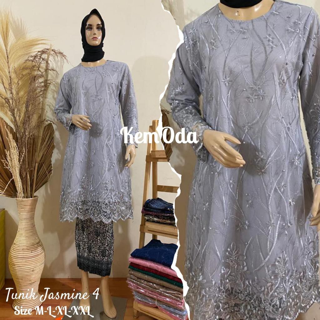 Setelan Kebaya Tunik Tule Bordir