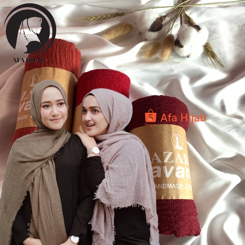 [ 100 x 200 Cm ] Pashmina Crinkle cotton Hijab Pashmina Kusut By Azara