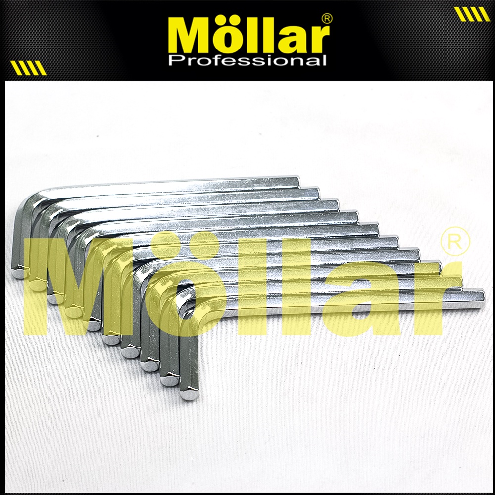 MOLLAR Set 10 pc Kunci L Pendek 6 mm Flat Hex Key Short Hexagon Wrench Original
