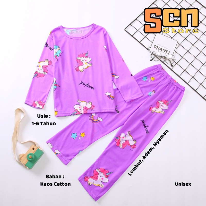 PIyama Anak Karakter Unisex Usia 3 Bulan - 5 Tahun / Baju Tidur Anak