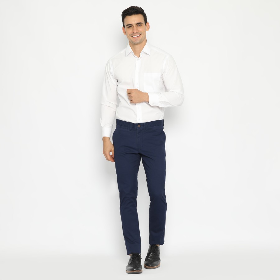 Celana MEXX Cotton Slim Fit Stretch Chino Navy Panjang Kantor