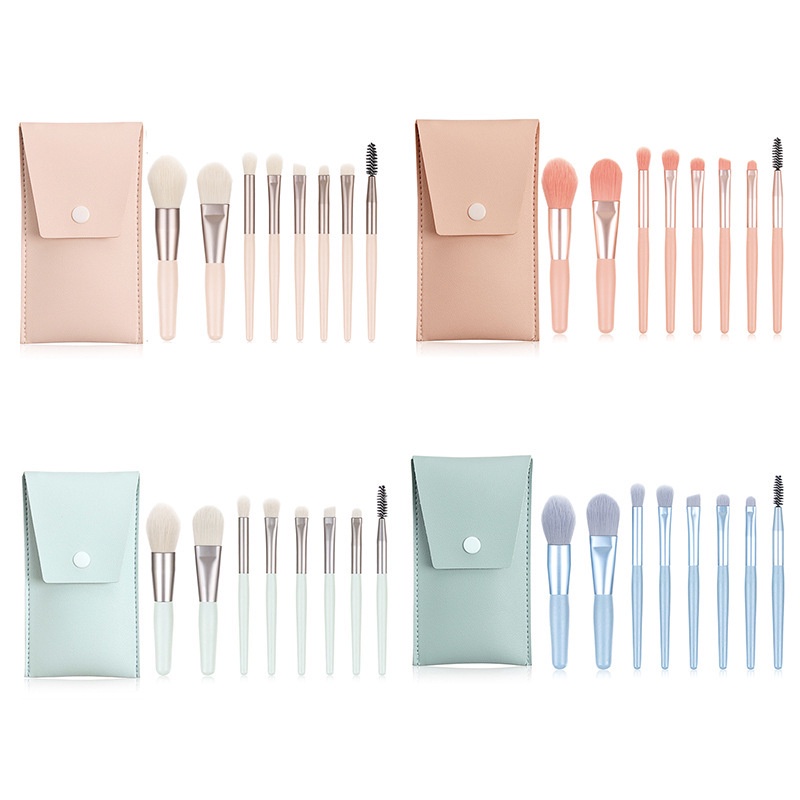 (Pouch) Kuas set make up 8pcs mini travel make up brush