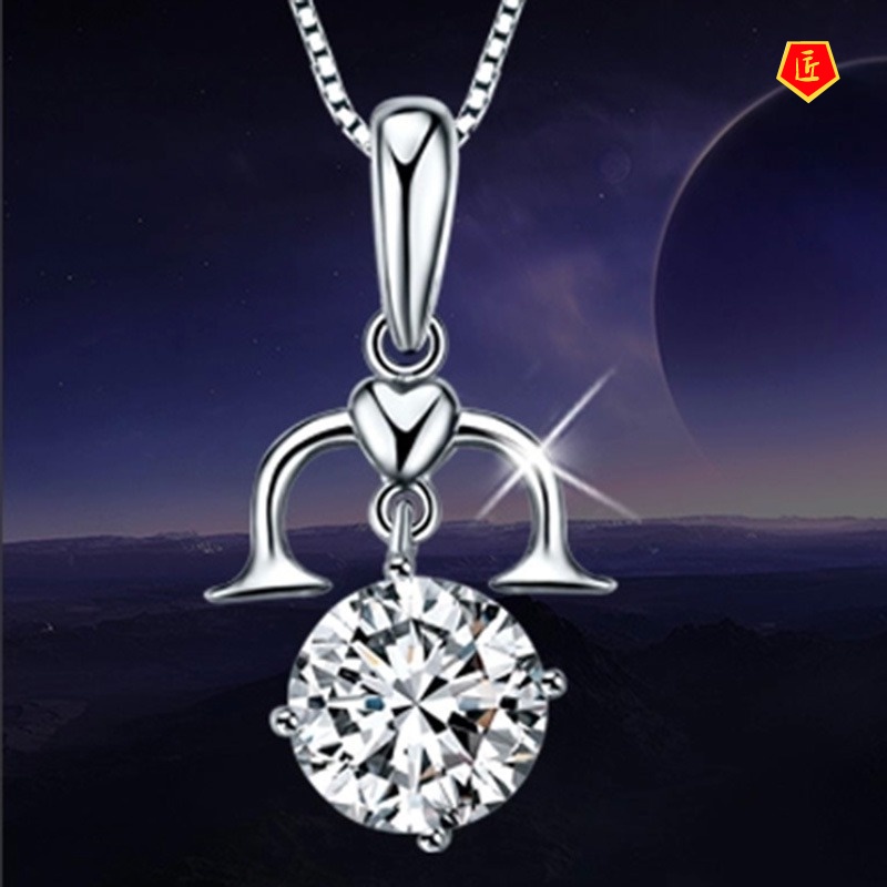 [Ready Stock]Twelve Constellation Silver Necklace Korean Niche Design Fashion